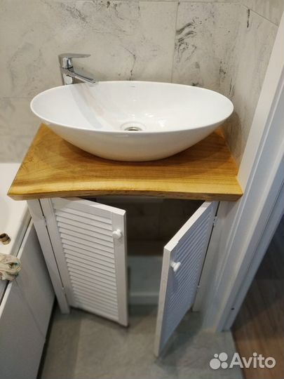 Столешница для ванной и стиральной из дерева