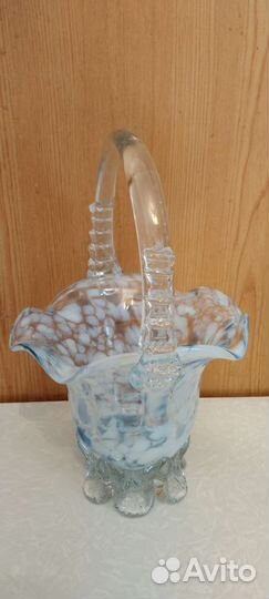 Ваза, конфетница, корзинка, стеклянная, СССР