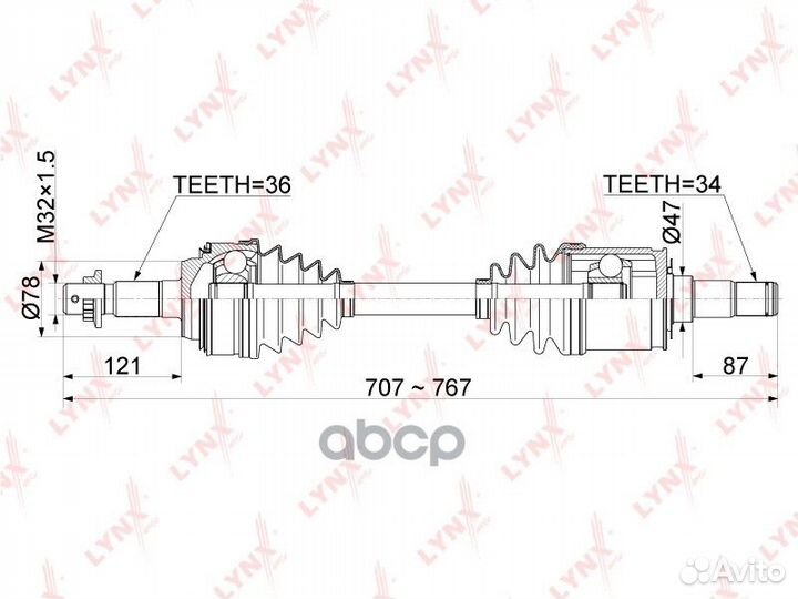 Привод в сборе перед прав/лев CD1158 lynxauto
