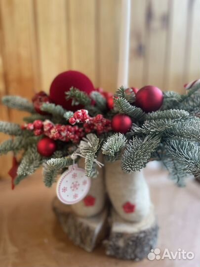 Новогодняя композиция из нобилиса валенки