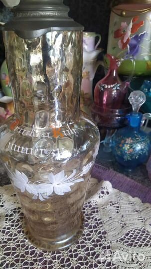 Большой старинный кувшин эмаль