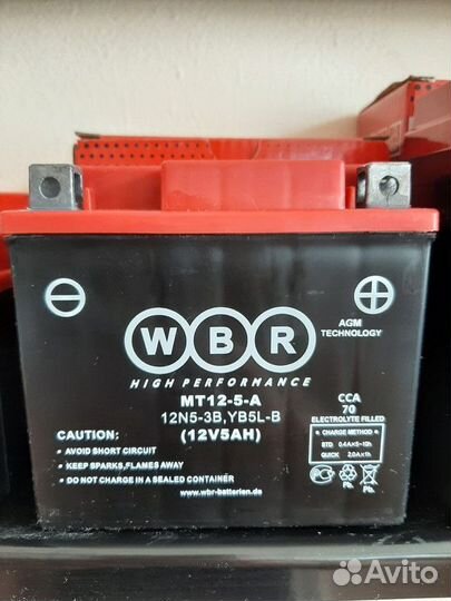 Мото Аккумулятор WBR MT 12-5-A (12B, 5Ач)