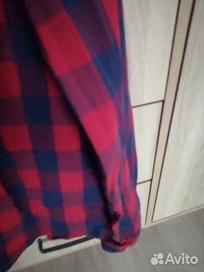 Мужская рубашка в красно-синюю клетку р. 46-48