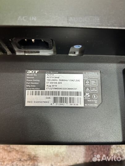 Монитор acer A231H