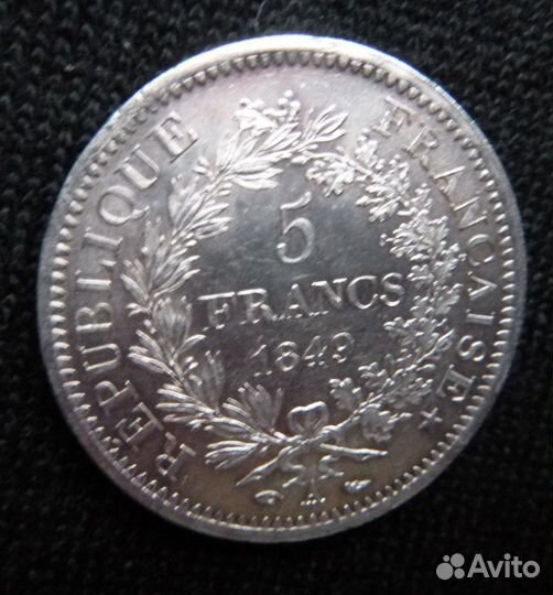 5 Франков - 1849 год. UNC