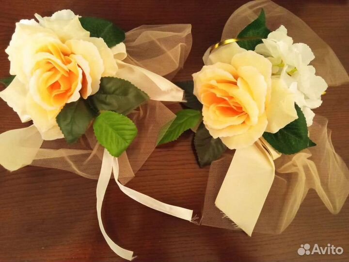 Свадебное украшение на зеркала авто