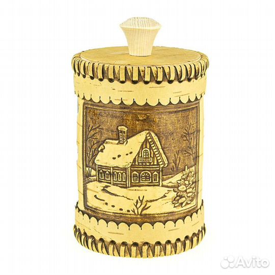 Туес шитый D90 Домик (450мл., береста)