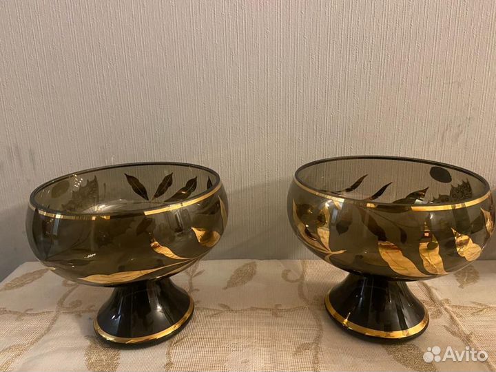 Ваза для фруктов Чехия богема