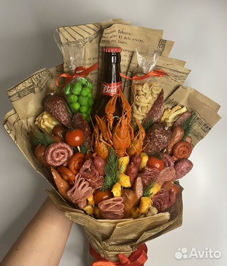 Вкусные букеты из сухофруктов, из раков/креветок