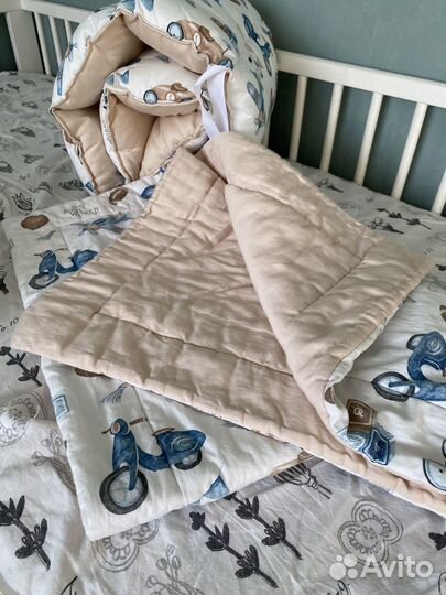 Бортики в кроватку + одеяло