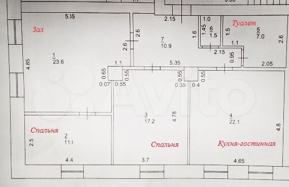 3-к. квартира, 97,3 м², 2/4 эт.