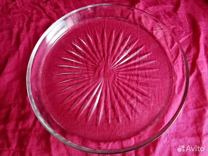 Поднос, блюдо стеклянное плоское советское