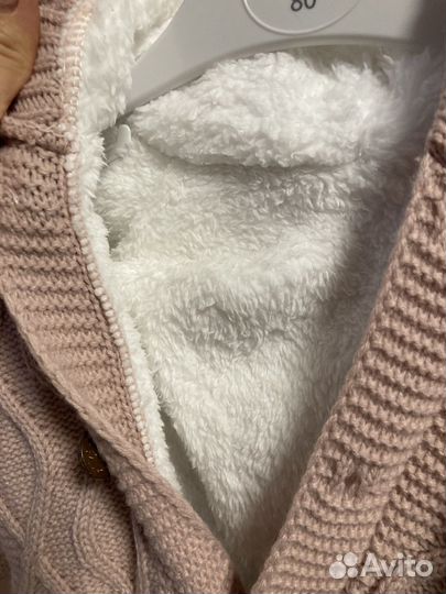 Вязаный комбинезон детский с капюшоном 80-86