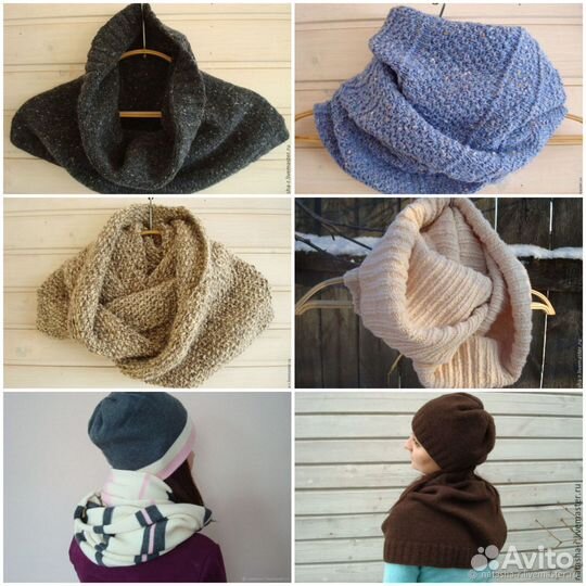 Новый Вязаный Снуд из твида Мериноса Кашемира