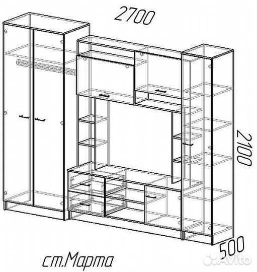 Стенка со шкафом в гостиную Новая