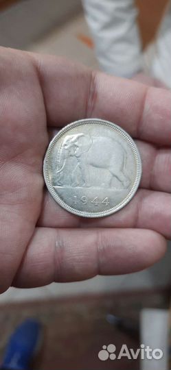 Монета Бельгийское Конго 50 франков 1944 год