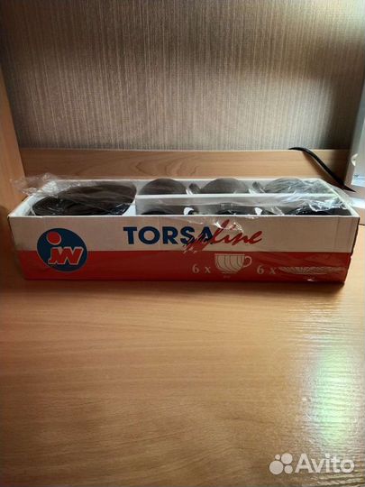 Набор (чашки+блюдца) стеклянной коричневой посуды