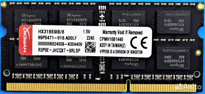 DDR3 8 GB 1866 mhz HyperX Fury sodimm Игровая