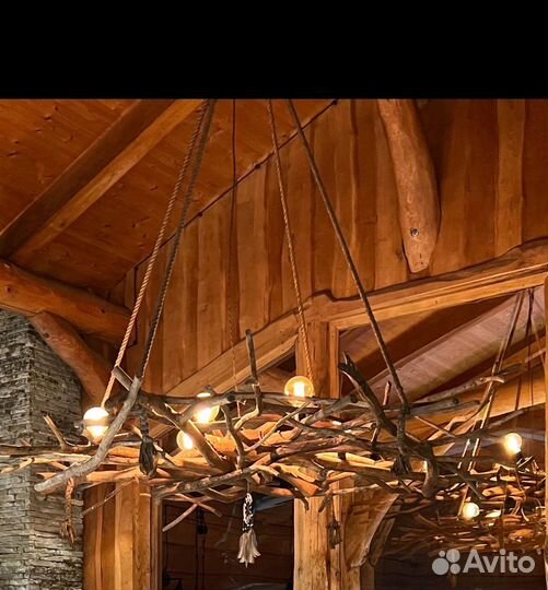 Люстра из ветвей. Освещение ручной работы