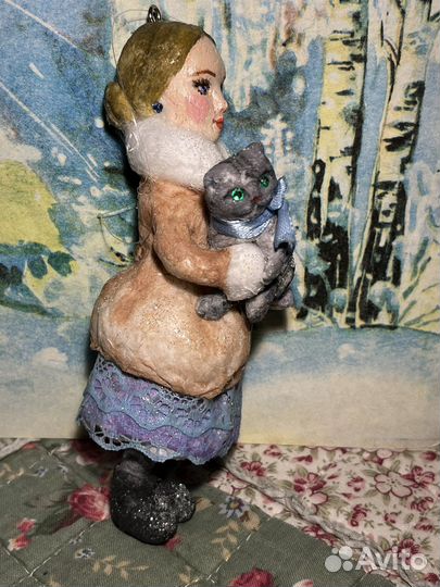 Ватные елочные игрушки ручной работы куколки