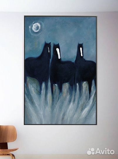 Картина маслом на холсте с лошадьми