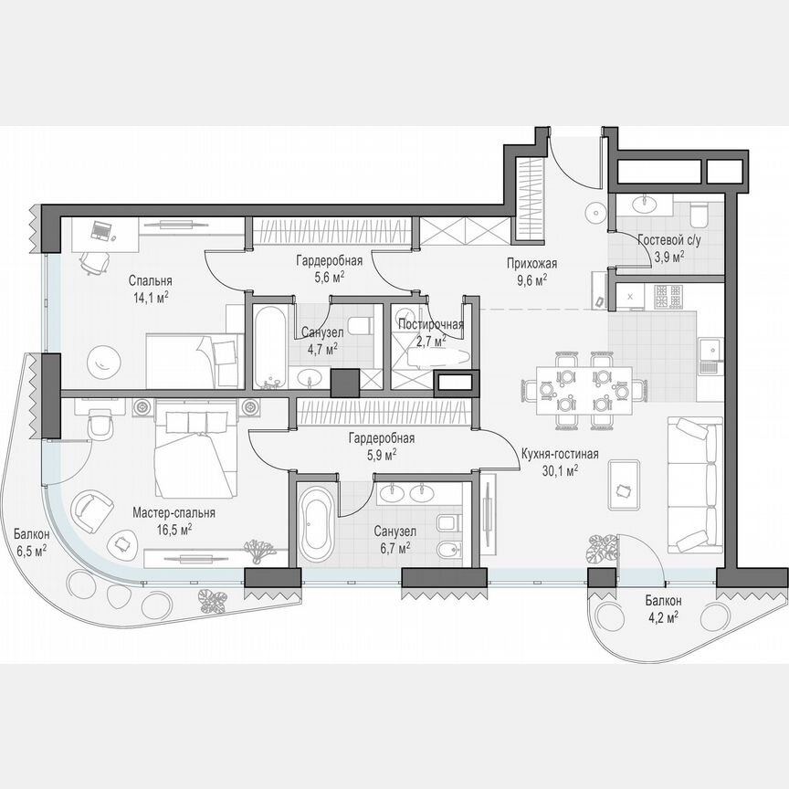 2-к. квартира, 110,3 м², 5/14 эт.