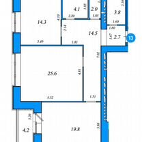 2-к. квартира, 88,9 м², 4/14 эт.