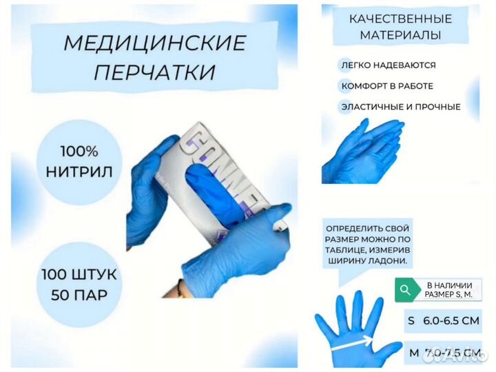 Перчатки медицинские нитриловые