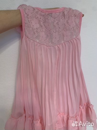 Розовое нарядное платье с цветами (92 размер)