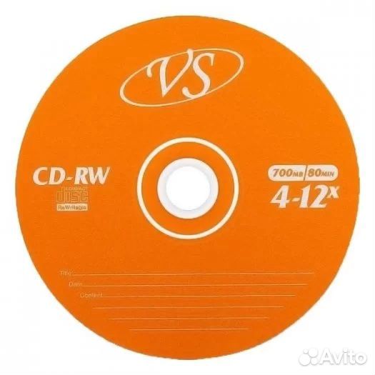 Перезаписываемые Диски VS CD-RW 4-12х, cake (10шт)