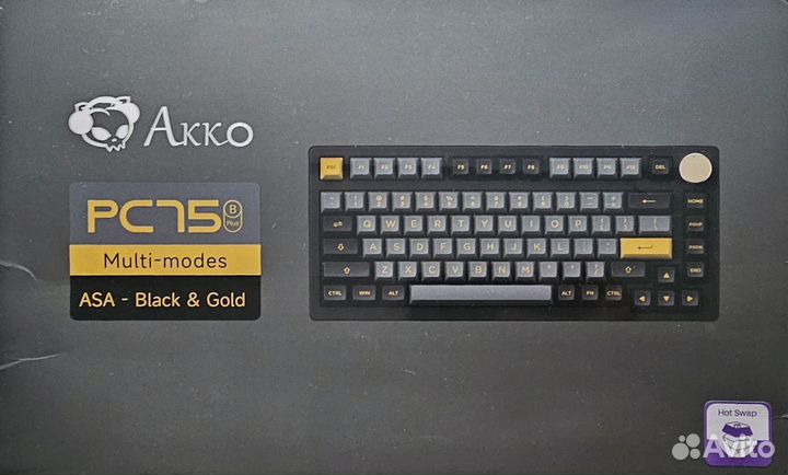 Игровая клавиатура akko pc75 B plus black gold I