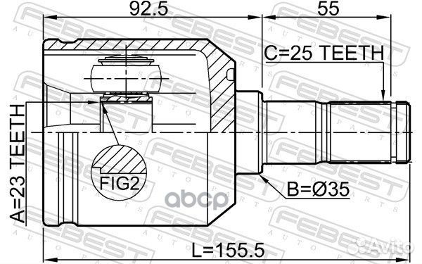 ШРУС внутренний 23X35X25 hyundai tucson 04