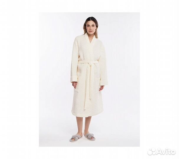 Халат вафельный женский Home One молочный 44-46