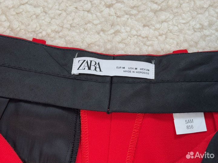 Брюки красные zara женские со стрелками M 46