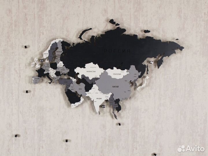 Деревянная карта мира на стену