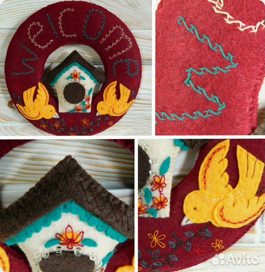 Декоративное панно из фетра Welcome Ручная работа