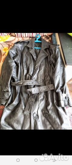 Кожаный плащ мужской