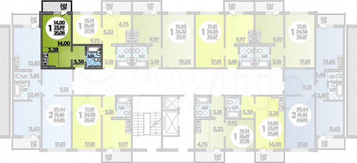 Квартира-студия, 25,1 м², 2/18 эт.