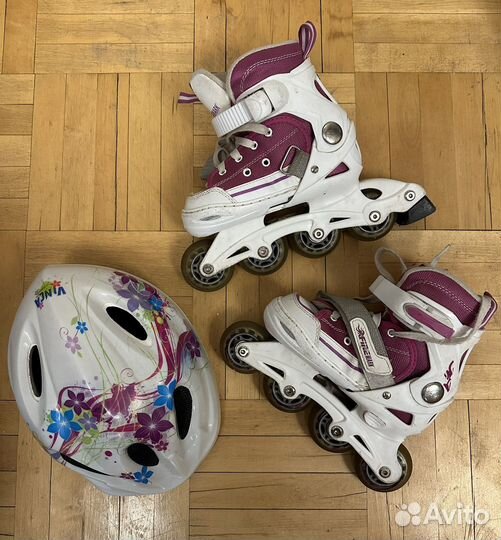 Ролики детские разм 31-34 + шлем 48-52 см