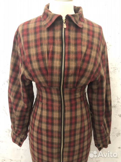 Платье женское на молнии в клетку