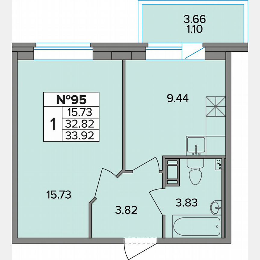 1-к. квартира, 33 м², 4/11 эт.