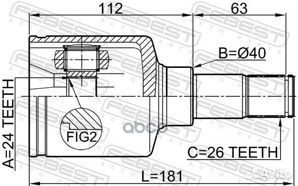ШРУС внутренний левый 24х40х26 ford transit