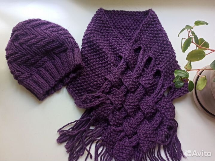 Вязаные шарф и шапка