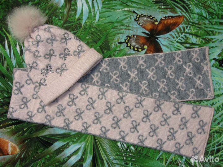 Шапка/шарф комплект, тёплые шапки