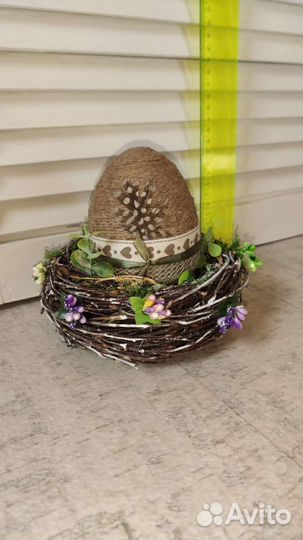Пасхальный декор. Гнездо. Изделие из джута