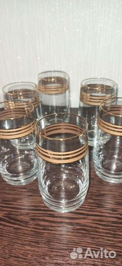 Стаканы. Стекло с позолотой.За шесть