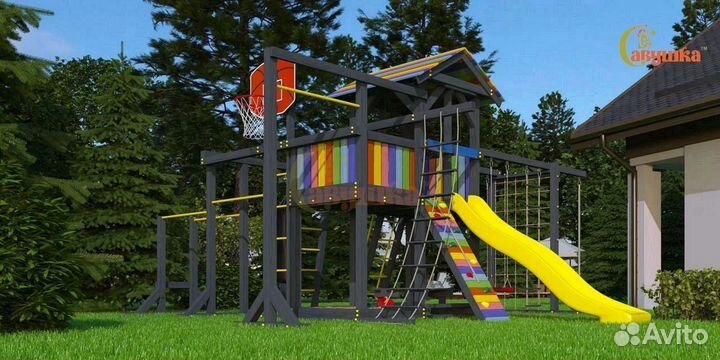 Игровая площадка для дачи с горкой и качелями