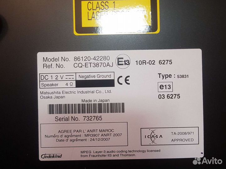 Штатная магнитола toyota rav4 86120-42280