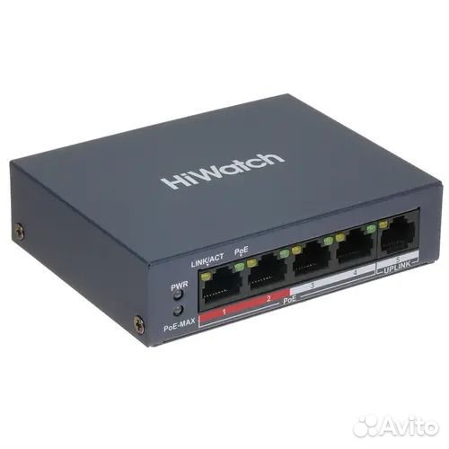Poe коммутатор HiWatch, DS-S504P(B)