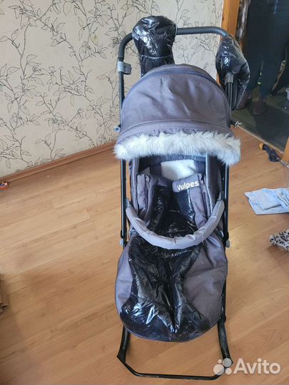 Детские санки коляска с колесами